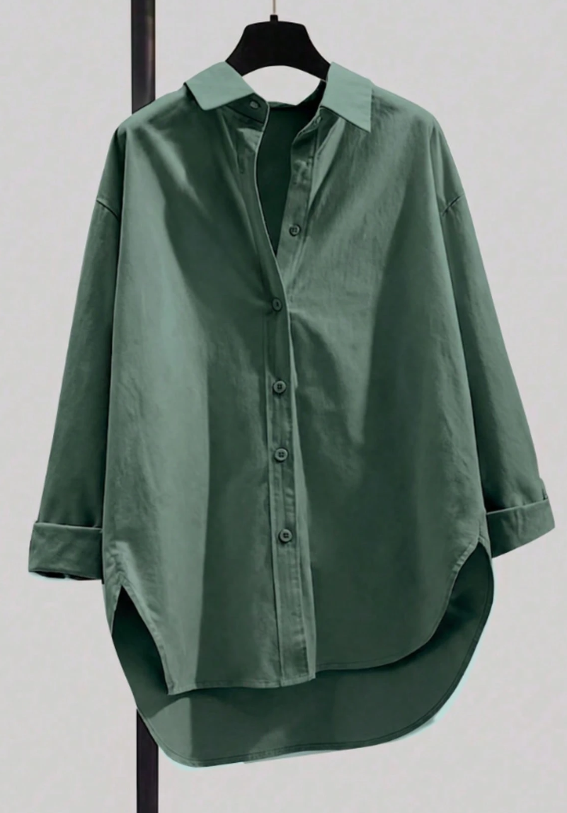 Women's Shacket, Featuring Shirt Collar And Asymmetric Hem Design Spring