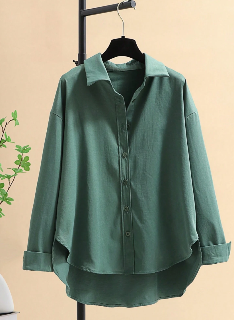 Women's Shacket, Featuring Shirt Collar And Asymmetric Hem Design Spring