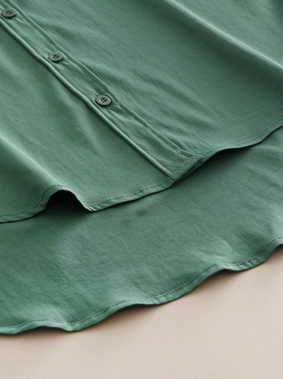 Women's Shacket, Featuring Shirt Collar And Asymmetric Hem Design Spring